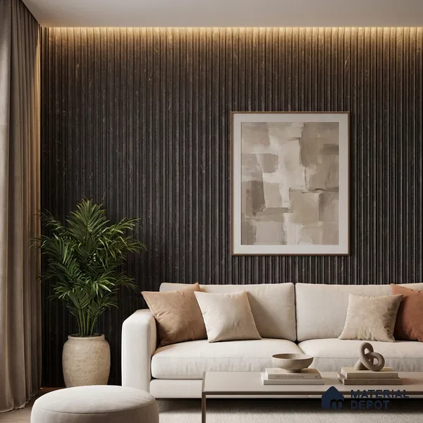 Brown Marble Look PN 03902 9.5 ft x 6 inch Charcoal Panel - 10 mm | Suitable for Feature Wall, TV Unit & Living Room | Width is Subjected to 5% Variation