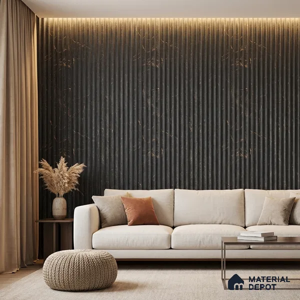 Black Marble Look PN 03904 9.5 ft x 6 inch Charcoal Panel - 10 mm | Suitable for Feature Wall, TV Unit & Living Room | Width is Subjected to 5% Variation