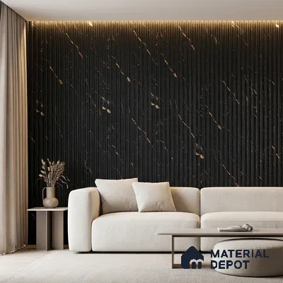 Black Marble Look PN 03905 9.5 ft x 6 inch Charcoal Panel - 10 mm | Suitable for Feature Wall, TV Unit & Living Room | Width is Subjected to 5% Variation