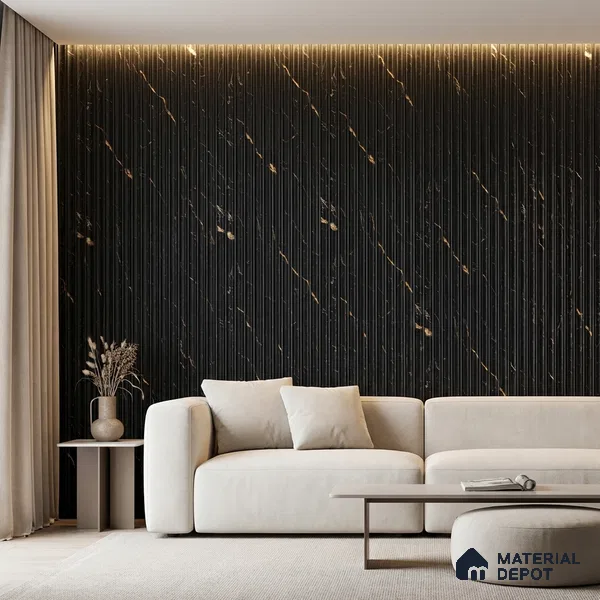 Black Marble Look PN 03905 9.5 ft x 6 inch Charcoal Panel - 10 mm | Suitable for Feature Wall, TV Unit & Living Room | Width is Subjected to 5% Variation