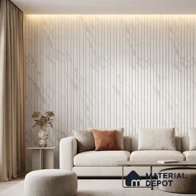 White Marble Look PN 03915 9.5 ft x 6 inch Charcoal Panel - 10 mm | Suitable for Feature Wall, TV Unit & Living Room | Width is Subjected to 5% Variation