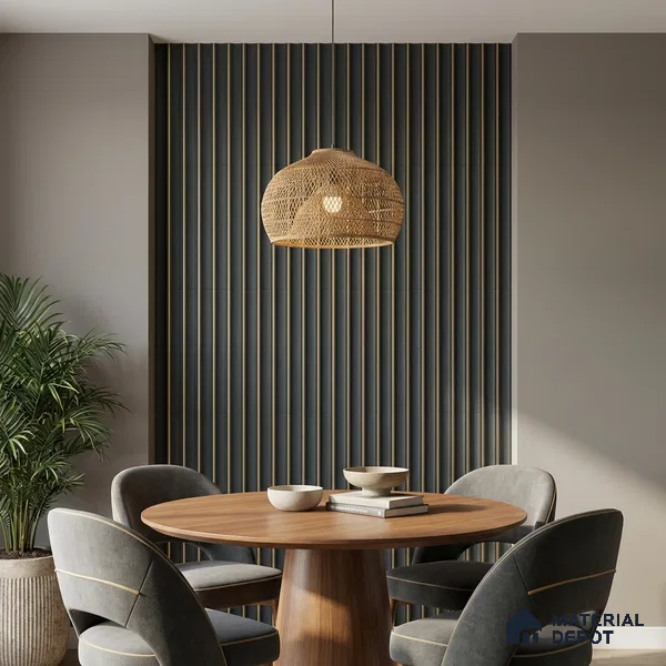 Wooden Look PN 04074 9.5 ft x 4.9 inch Charcoal Panel - 12 mm | Suitable for Feature Wall, TV Unit & Living Room | Width is Subjected to 5% Variation