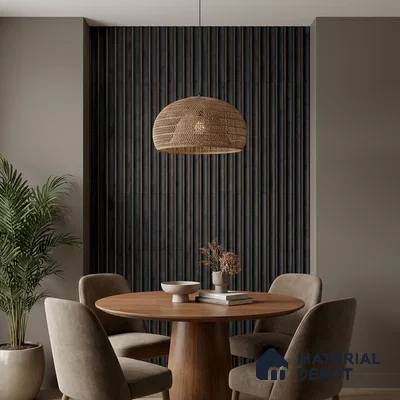 Wooden Look PN 04075 8 ft x 4.9 inch Charcoal Panel - 12 mm | Suitable for Feature Wall, TV Unit & Living Room | Width is Subjected to 5% Variation