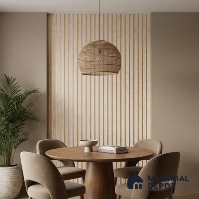Beige Rustic Louver PN 04078 9.5 ft x 4.9 inch Charcoal Panel - 12 mm | Suitable for Feature Wall, TV Unit & Living Room | Width is Subjected to 5% Variation