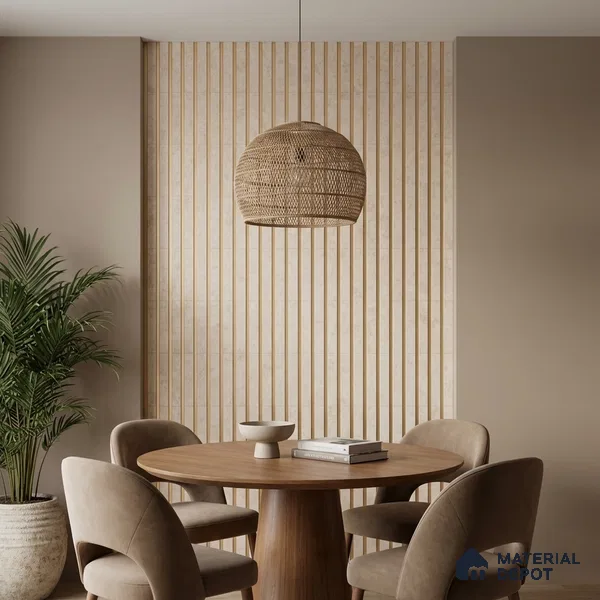 Beige Rustic Louver PN 04078 9.5 ft x 4.9 inch Charcoal Panel - 12 mm | Suitable for Feature Wall, TV Unit & Living Room | Width is Subjected to 5% Variation