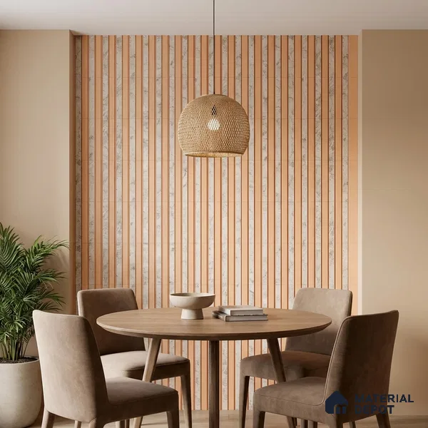 Cream Marble Look PN 04576 8 ft x 4.9 inch Charcoal Panel - 12 mm | Suitable for Feature Wall, TV Unit & Living Room | Width is Subjected to 5% Variation