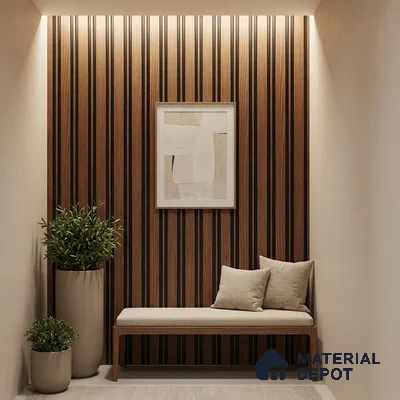Wooden Look PN 04592 8 ft x 4.9 inch Charcoal Panel - 12 mm | Suitable for Feature Wall, TV Unit & Living Room | Width is Subjected to 5% Variation