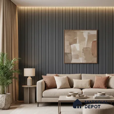 Grey Plain Colour Look PN 04612 9.5 ft x 4.7 inch Charcoal Panel - 12 mm | Suitable for Feature Wall, TV Unit & Living Room | Width is Subjected to 5% Variation