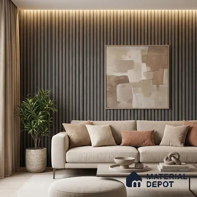 Grey Marble Look PN 04613 9.5 ft x 4.7 inch Charcoal Panel - 12 mm | Suitable for Feature Wall, TV Unit & Living Room | Width is Subjected to 5% Variation