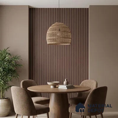 Brown Fabric Look PN 04630 B 9.5 ft x 4.7 inch Charcoal Panel - 12 mm | Suitable for Feature Wall, TV Unit & Living Room | Width is Subjected to 5% Variation