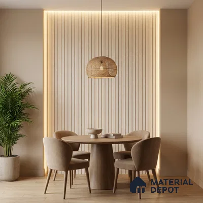 Ivory Fabric Look PN 04647 9.5 ft x 4.7 inch Charcoal Panel - 12 mm | Suitable for Feature Wall, TV Unit & Living Room | Width is Subjected to 5% Variation