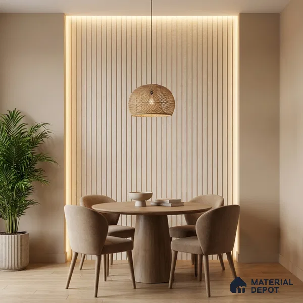 Ivory Fabric Look PN 04647 9.5 ft x 4.7 inch Charcoal Panel - 12 mm | Suitable for Feature Wall, TV Unit & Living Room | Width is Subjected to 5% Variation