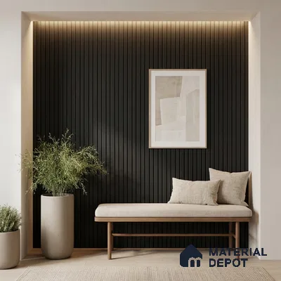 Black Plain Colour Look PN 04648 9.5 ft x 4.7 inch Charcoal Panel - 12 mm | Suitable for Feature Wall, TV Unit & Living Room | Width is Subjected to 5% Variation