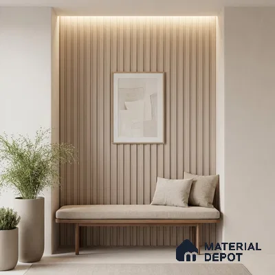 Beige Plain Colour Look PN 04873 B 9.5 ft x 4.7 inch Charcoal Panel - 12 mm | Suitable for Feature Wall, TV Unit & Living Room | Width is Subjected to 5% Variation