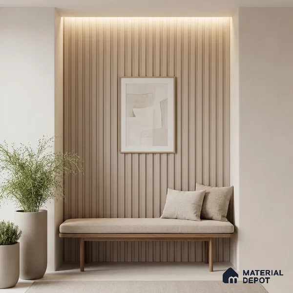 Beige Plain Colour Look PN 04873 B 9.5 ft x 4.7 inch Charcoal Panel - 12 mm | Suitable for Feature Wall, TV Unit & Living Room | Width is Subjected to 5% Variation
