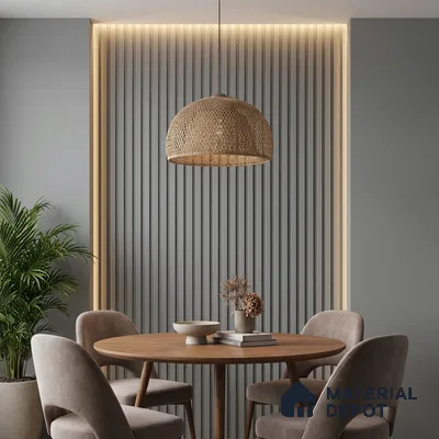 Grey Plain Colour Look PN 04878 9.5 ft x 4.7 inch Charcoal Panel - 12 mm | Suitable for Feature Wall, TV Unit & Living Room | Width is Subjected to 5% Variation