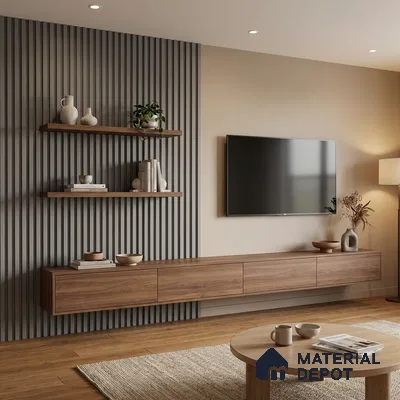 Grey Plain Colour Look PN 04883 B 9.5 ft x 4.7 inch Charcoal Panel - 12 mm | Suitable for Feature Wall, TV Unit & Living Room | Width is Subjected to 5% Variation