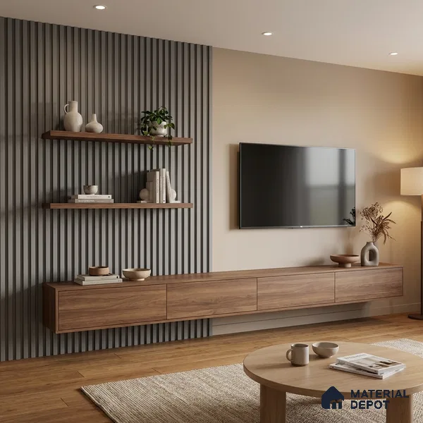 Grey Plain Colour Look PN 04883 B 9.5 ft x 4.7 inch Charcoal Panel - 12 mm | Suitable for Feature Wall, TV Unit & Living Room | Width is Subjected to 5% Variation