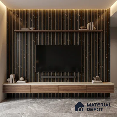 Black Marble Look PN 05751 9.5 ft x 7.8 inch Charcoal Panel - 12 mm | Suitable for Feature Wall, TV Unit & Living Room | Width is Subjected to 5% Variation