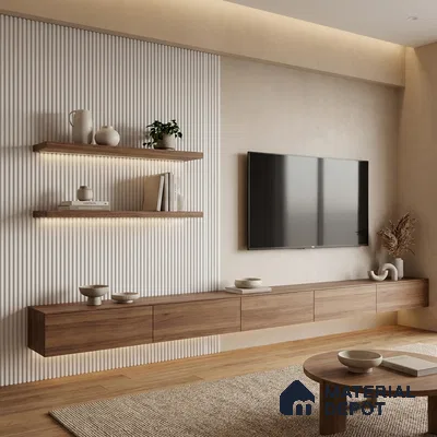 White Plain Colour Look PN 05761 9.5 ft x 7.8 inch Charcoal Panel - 12 mm | Suitable for Feature Wall, TV Unit & Living Room | Width is Subjected to 5% Variation