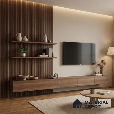 Brown Fabric Look PN 05771 9.5 ft x 7.8 inch Charcoal Panel - 12 mm | Suitable for Feature Wall, TV Unit & Living Room | Width is Subjected to 5% Variation