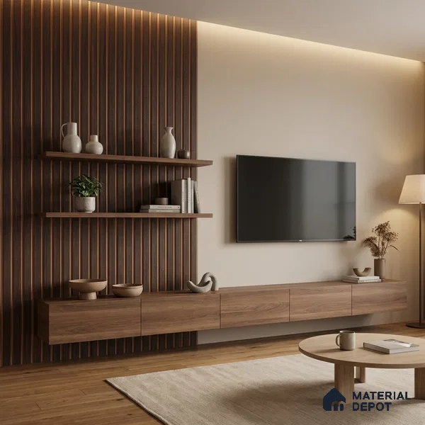 Brown Fabric Look PN 05771 9.5 ft x 7.8 inch Charcoal Panel - 12 mm | Suitable for Feature Wall, TV Unit & Living Room | Width is Subjected to 5% Variation