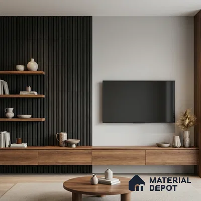 Multi Colour Metallic Look PN 05781 9.5 ft x 7.8 inch Charcoal Panel - 12 mm | Suitable for Feature Wall, TV Unit & Living Room | Width is Subjected to 5% Variation