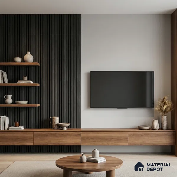 Multi Colour Metallic Look PN 05781 9.5 ft x 7.8 inch Charcoal Panel - 12 mm | Suitable for Feature Wall, TV Unit & Living Room | Width is Subjected to 5% Variation