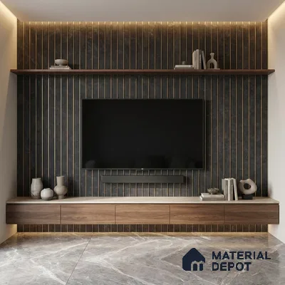 Grey Metallic Look PN 05787 9.5 ft x 7.8 inch Charcoal Panel - 12 mm | Suitable for Feature Wall, TV Unit & Living Room | Width is Subjected to 5% Variation