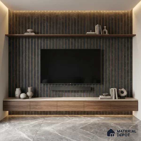 Grey Metallic Look PN 05787 9.5 ft x 7.8 inch Charcoal Panel - 12 mm | Suitable for Feature Wall, TV Unit & Living Room | Width is Subjected to 5% Variation