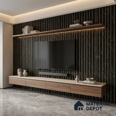 Black Marble Look PN 05788 9.5 ft x 7.8 inch Charcoal Panel - 12 mm | Suitable for Feature Wall, TV Unit & Living Room | Width is Subjected to 5% Variation
