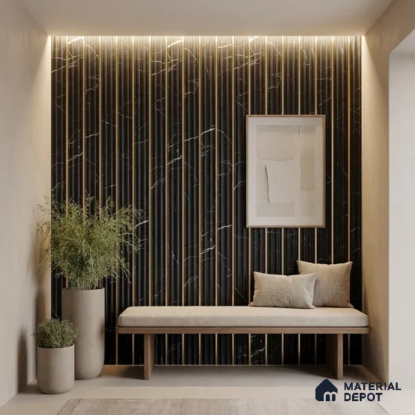 Black Marble Look PN 05903 8 ft x 6 inch Charcoal Panel - 10 mm | Suitable for Feature Wall, TV Unit & Living Room | Width is Subjected to 5% Variation