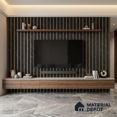 Black Marble Look PN 05909 8 ft x 6 inch Charcoal Panel - 10 mm | Suitable for Feature Wall, TV Unit & Living Room | Width is Subjected to 5% Variation