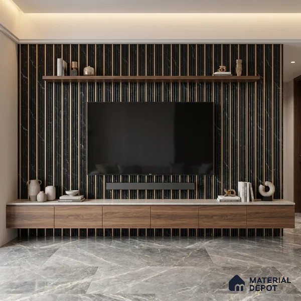 Black Marble Look PN 05909 8 ft x 6 inch Charcoal Panel - 10 mm | Suitable for Feature Wall, TV Unit & Living Room | Width is Subjected to 5% Variation