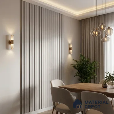 Beige Plain Colour Look PN 05927 8 ft x 6 inch Charcoal Panel - 11 mm | Suitable for Feature Wall, TV Unit & Living Room | Width is Subjected to 5% Variation