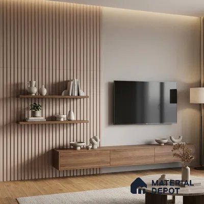 Beige Plain Colour Look PN 05931 8 ft x 6 inch Charcoal Panel - 11 mm | Suitable for Feature Wall, TV Unit & Living Room | Width is Subjected to 5% Variation