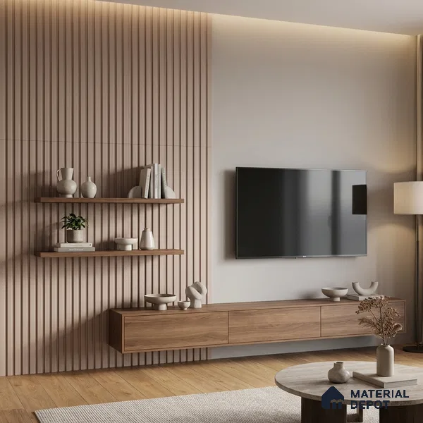 Beige Plain Colour Look PN 05931 8 ft x 6 inch Charcoal Panel - 11 mm | Suitable for Feature Wall, TV Unit & Living Room | Width is Subjected to 5% Variation