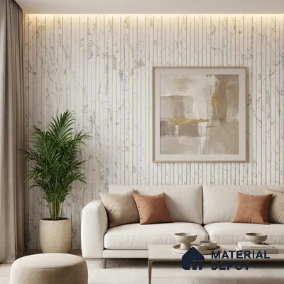 White Marble Look PN 06040 8 ft x 4.9 inch Charcoal Panel - 12 mm | Suitable for Feature Wall, TV Unit & Living Room | Width is Subjected to 5% Variation
