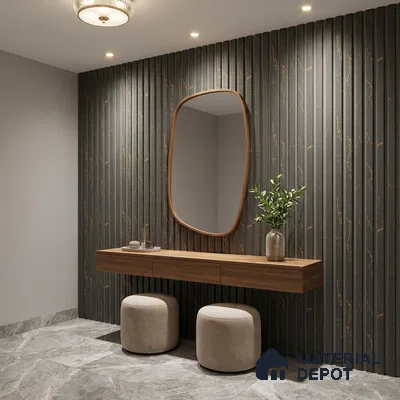 Green Marble Look PN 06159 9.5 ft x 7.8 inch Charcoal Panel - 12 mm | Suitable for Feature Wall, TV Unit & Living Room | Width is Subjected to 5% Variation