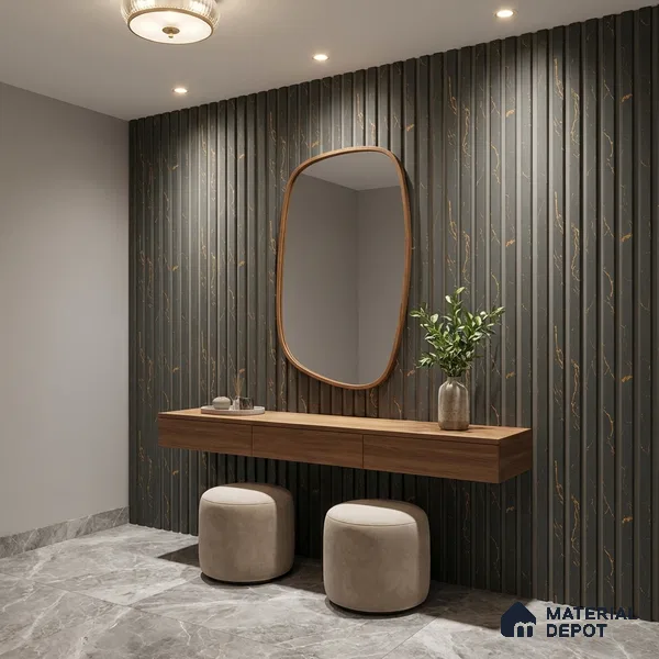 Green Marble Look PN 06159 9.5 ft x 7.8 inch Charcoal Panel - 12 mm | Suitable for Feature Wall, TV Unit & Living Room | Width is Subjected to 5% Variation