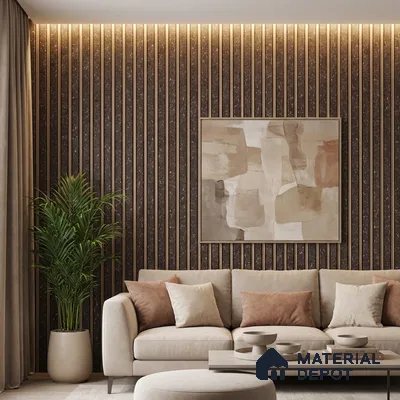 Brown Marble Look PN 06161 9.5 ft x 7.8 inch Charcoal Panel - 12 mm | Suitable for Feature Wall, TV Unit & Living Room | Width is Subjected to 5% Variation