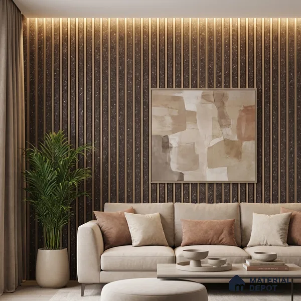 Brown Marble Look PN 06161 9.5 ft x 7.8 inch Charcoal Panel - 12 mm | Suitable for Feature Wall, TV Unit & Living Room | Width is Subjected to 5% Variation