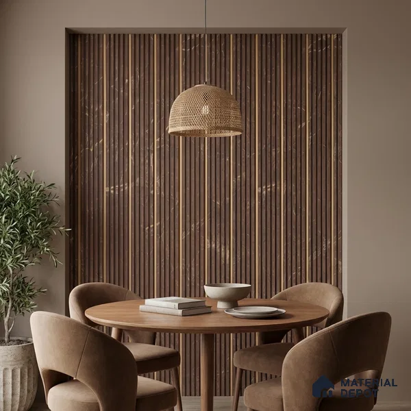 Brown Marble Look PN 06173 9.5 ft x 7.8 inch Charcoal Panel - 12 mm | Suitable for Feature Wall, TV Unit & Living Room | Width is Subjected to 5% Variation