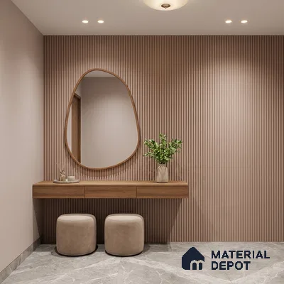 Beige Plain Colour Look PN 06218 B 9.5 ft x 4.7 inch Charcoal Panel - 12 mm | Suitable for Feature Wall, TV Unit & Living Room | Width is Subjected to 5% Variation