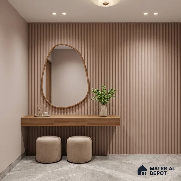 Beige Plain Colour Look PN 06218 B 9.5 ft x 4.7 inch Charcoal Panel - 12 mm | Suitable for Feature Wall, TV Unit & Living Room | Width is Subjected to 5% Variation