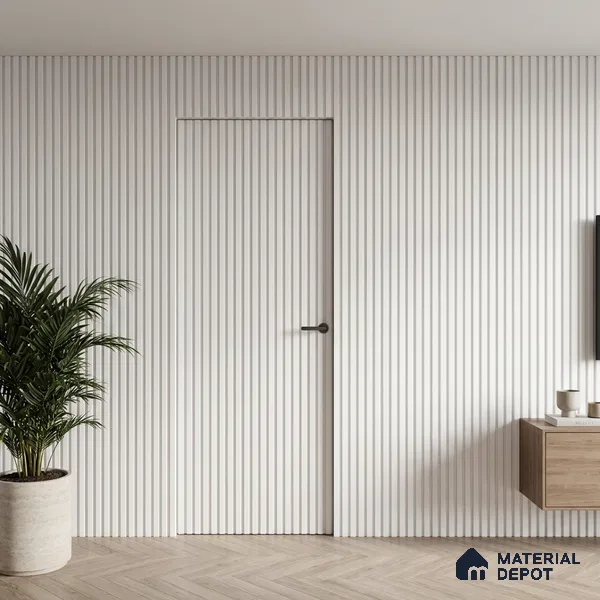 White Plain Colour Look PN 06232 9.5 ft x 4.7 inch Charcoal Panel - 12 mm | Suitable for Feature Wall, TV Unit & Living Room | Width is Subjected to 5% Variation