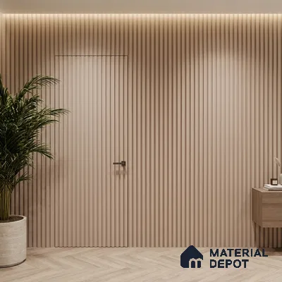 Beige Plain Colour Look PN 06236 B 9.5 ft x 4.7 inch Charcoal Panel - 12 mm | Suitable for Feature Wall, TV Unit & Living Room | Width is Subjected to 5% Variation