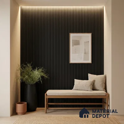 Black Plain Colour Look PN 06239 9.5 ft x 4.7 inch Charcoal Panel - 12 mm | Suitable for Feature Wall, TV Unit & Living Room | Width is Subjected to 5% Variation