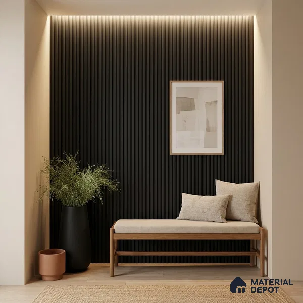 Black Plain Colour Look PN 06239 9.5 ft x 4.7 inch Charcoal Panel - 12 mm | Suitable for Feature Wall, TV Unit & Living Room | Width is Subjected to 5% Variation