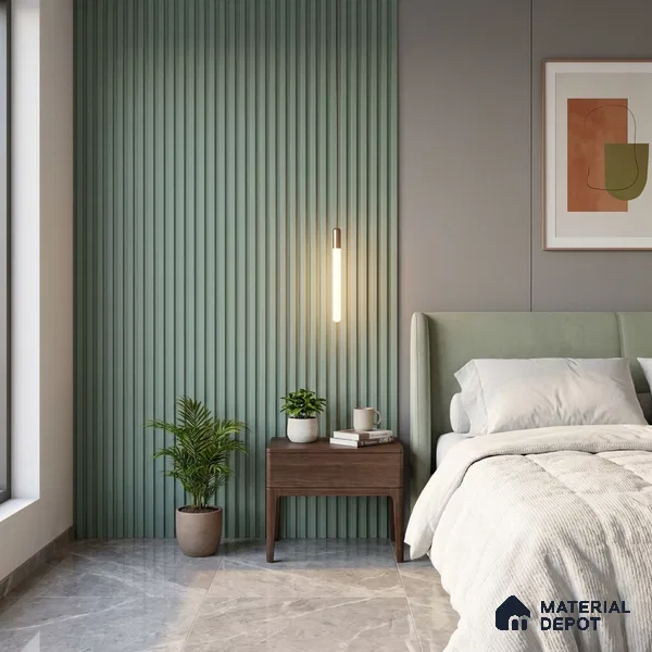 Green Plain Colour Look PN 06245 9.5 ft x 4.7 inch Charcoal Panel - 12 mm | Suitable for Feature Wall, TV Unit & Living Room | Width is Subjected to 5% Variation